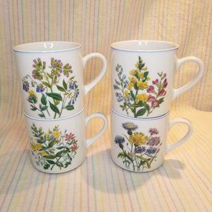 4 Vintage JWK Midcentury Floral Coffee Mugs Josef Kuba West Germany Bavaria